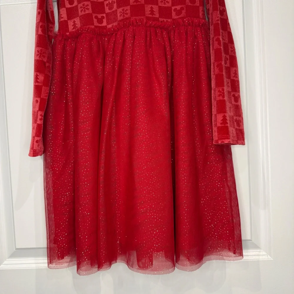 Disney Jumping Beans Girls Red‎ Velvet Mickey Mouse Tulle Holiday Dress Size 8